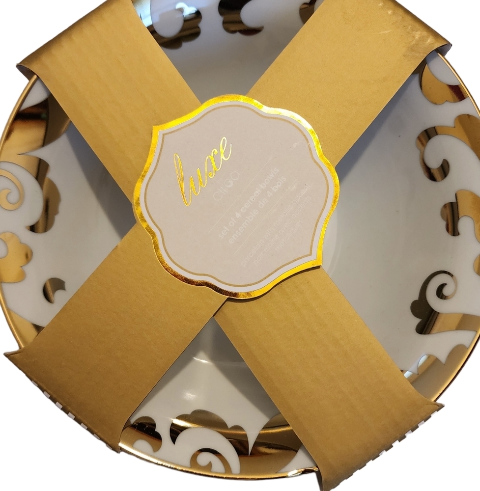 Luxe Ciroa  S/4 Metallic Gold Cereal Soup Bowls